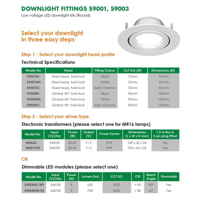 SELV LED DOWNLIGHT KITS